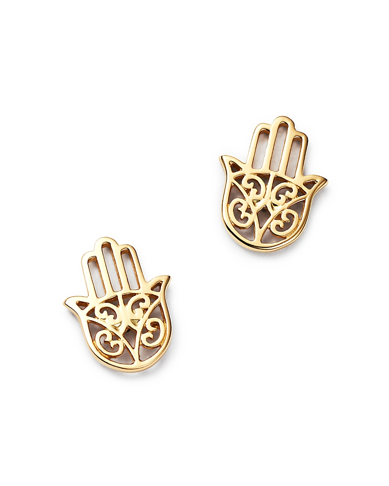 Moon & Meadow Hamsa Hand Stud Earrings in 14K Yellow Gold - Exclusive