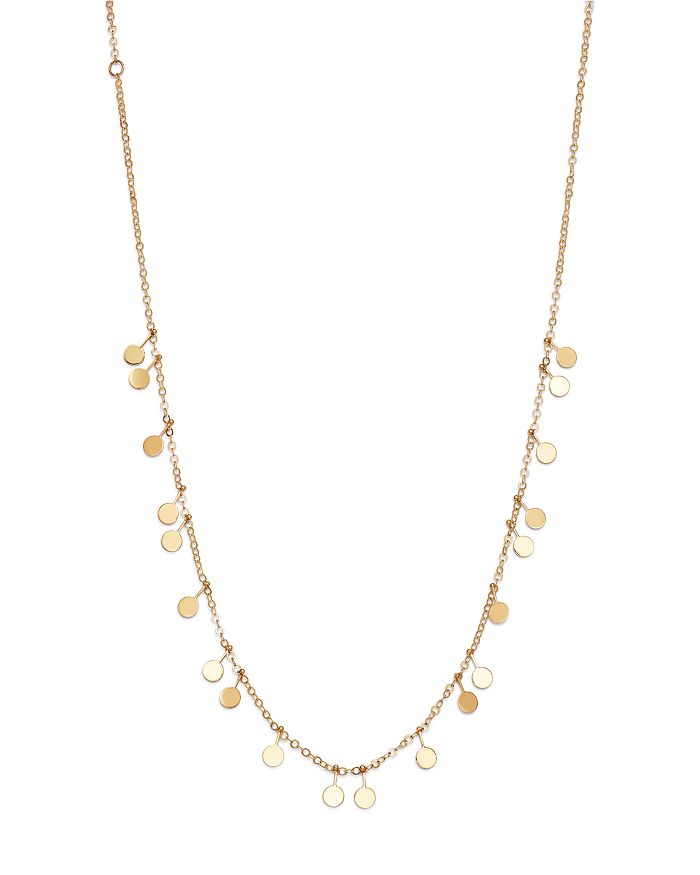 Moon & Meadow Dangling Disc Front Necklace In 14k Yellow Gold, 16 - 100% Exclusive