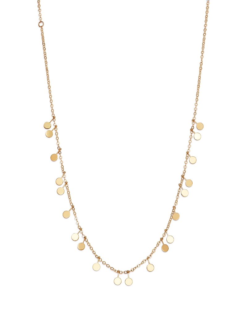 Moon & Meadow Dangling Disc Front Necklace In 14k Yellow Gold, 16 - Exclusive In Gold