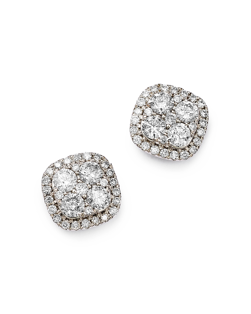 Bloomingdale's Diamond Cluster Stud Earrings In 14k White Gold, 1.0 Ct. T. W. - Exclusive In White