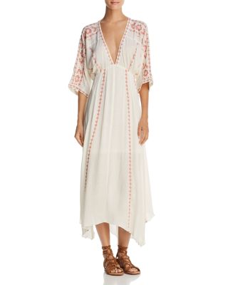 sachin and babi light blue dress Hope & Ivy embroidered v-neck tiered skirt midi dress in cream