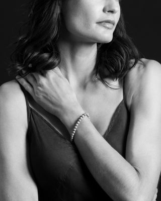 18K Gold Caviar Icon Lapis Beaded Stretch Bracelet, 6mm