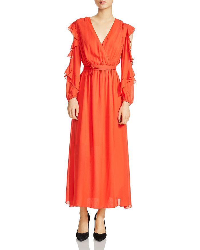 Maje Remy Ruffled Cold-Shoulder Maxi Dress | Bloomingdale's