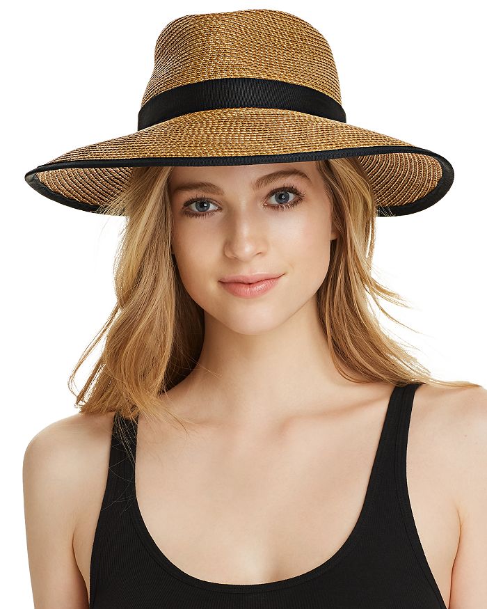 Shop Eric Javits Sun Crest Packable Hat In Natural/black
