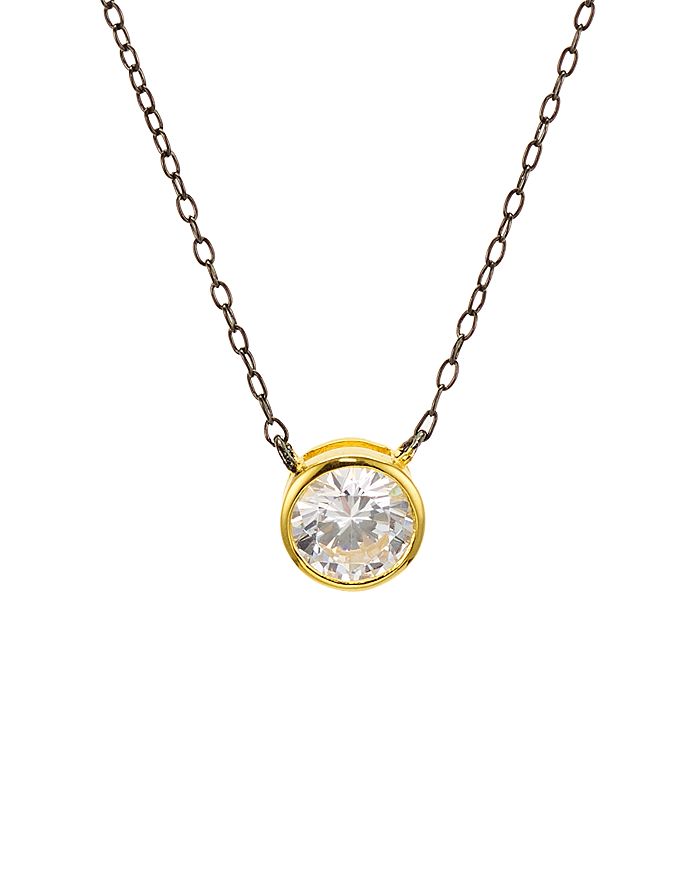 Shop Argento Vivo Bezel Pendant Necklace, 16l In Gold/black