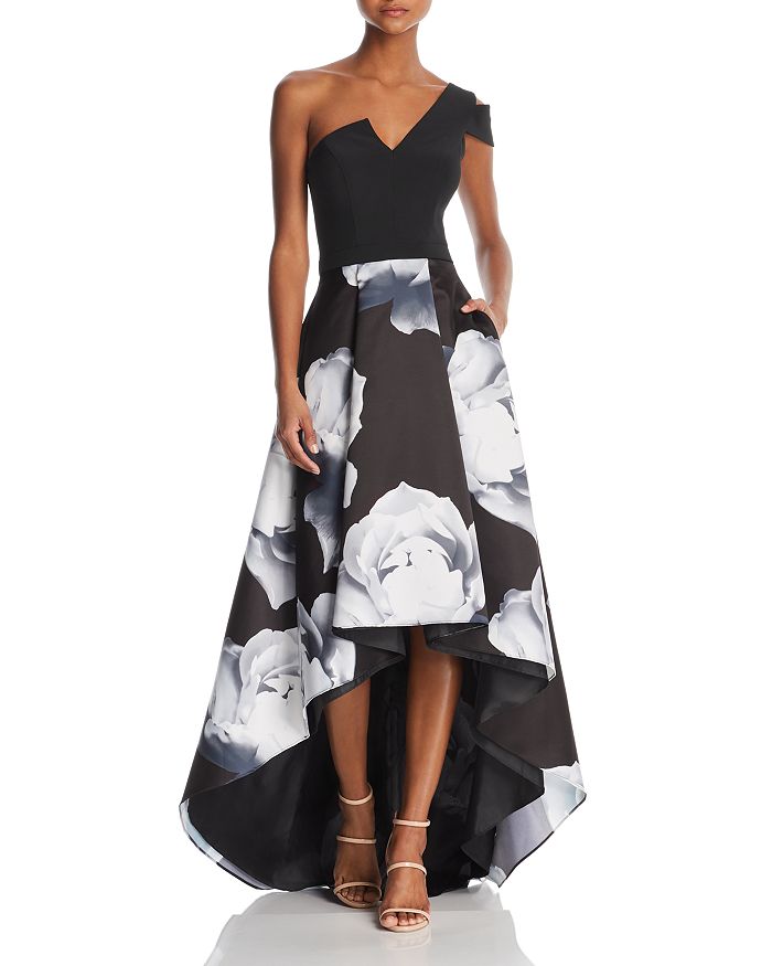 Aqua one shoulder floral ball deals gown
