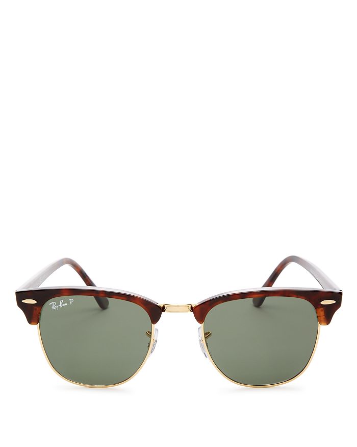 Shop Ray Ban Ray-ban Polarized Classic Clubmaster Sunglasses, 51mm In Red Havana/crystal Green Solid