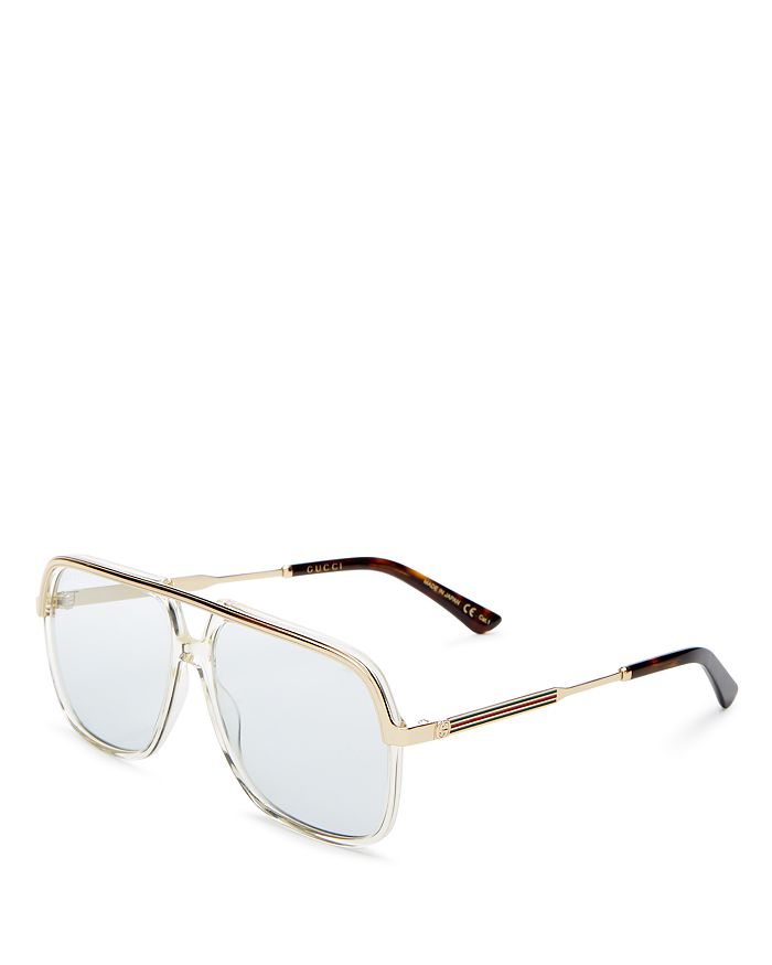 GUCCI Men's Vintage Web Brow Bar Aviator Sunglasses, 56mm,GG0200SM70457