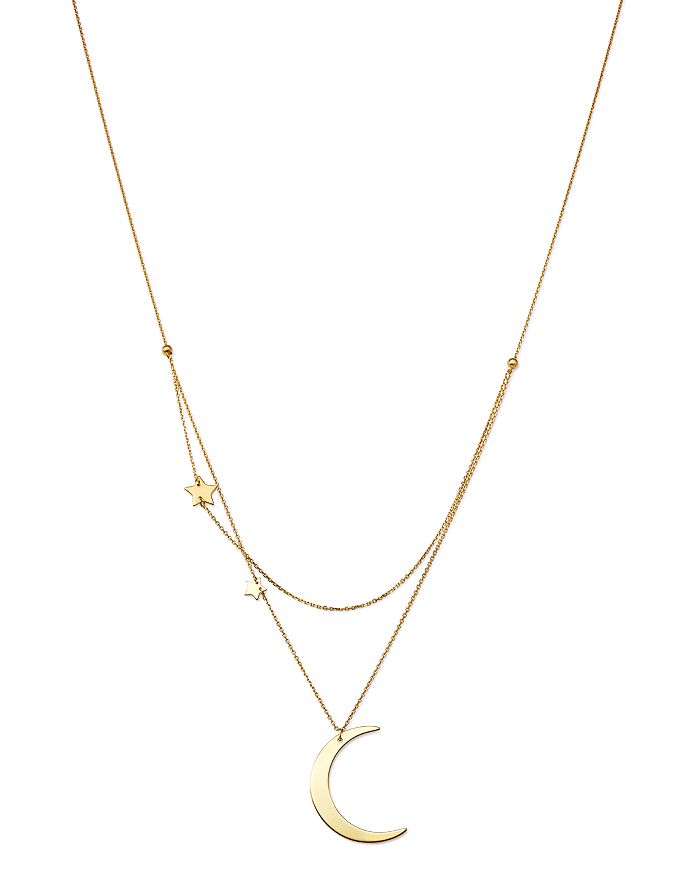 Moon & Meadow Crescent & Star Charm Layered Necklace in 14K Yellow Gold