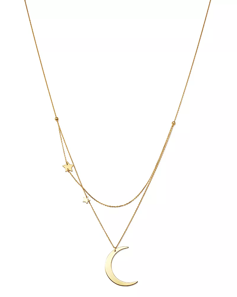 Moon & Meadow Crescent & Star Charm Layered Necklace in 14K Yellow Gold, 18 - Exclusive