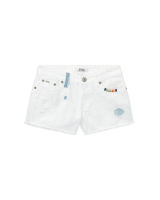 distressed white jean shorts