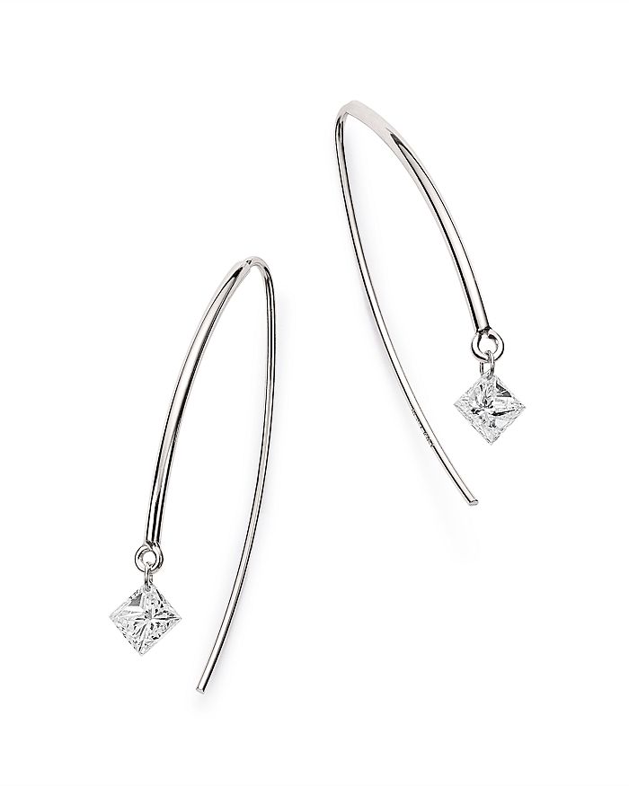 Aerodiamonds 18k White Gold Solo Princess-cut Diamond Threader Earrings