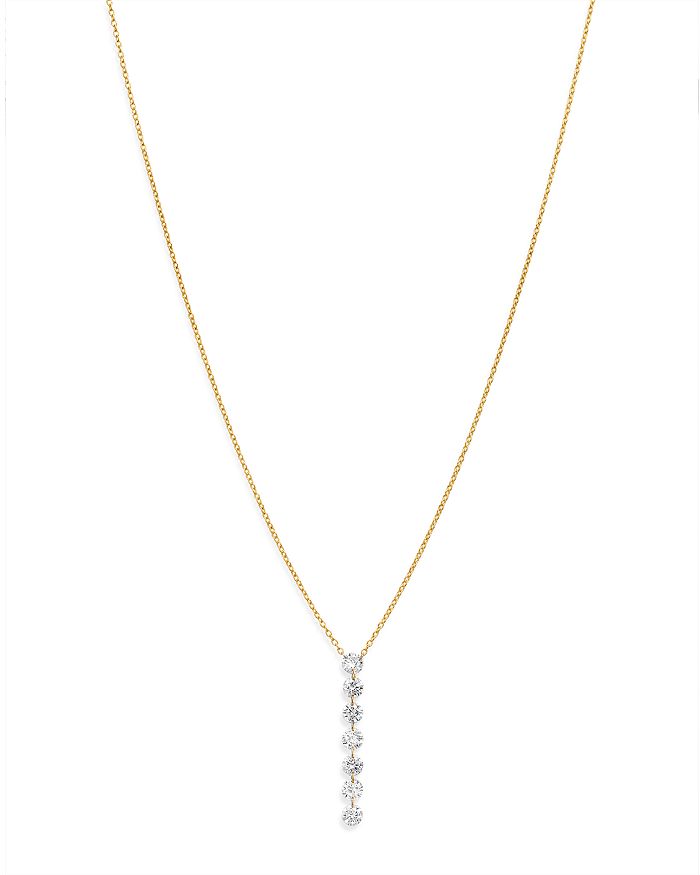 Aerodiamonds 18k Yellow Gold Seven Diamond Streamer Necklace, 18 In White/gold