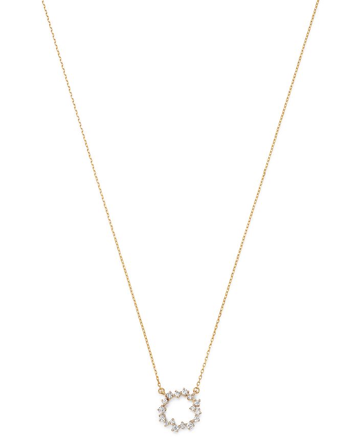 Adina Reyter 14k Yellow Gold Scattered Diamond Small Circle Pendant Necklace, 15 In White/gold