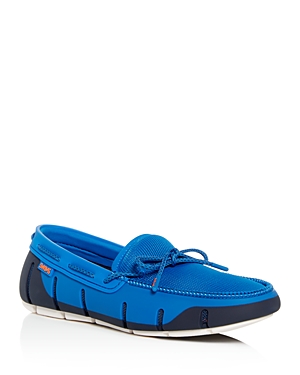 Swims Mesh & Rubber Braided-lace Boat Shoe In Blue