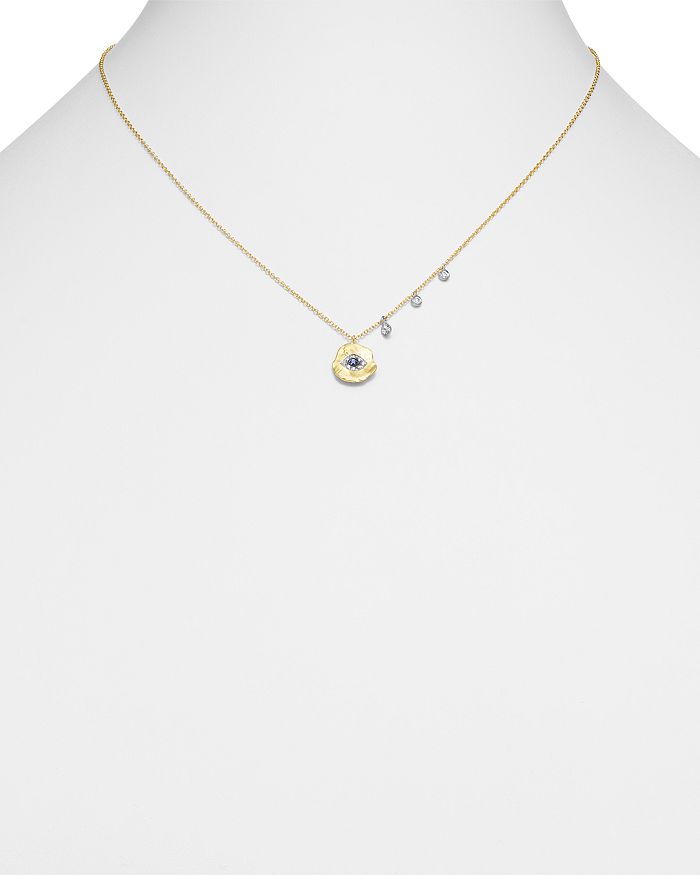 Shop Meira T 14k White & Yellow Gold Evil Eye Sapphire & Diamond Disc Pendant Necklace, 16 In White/gold