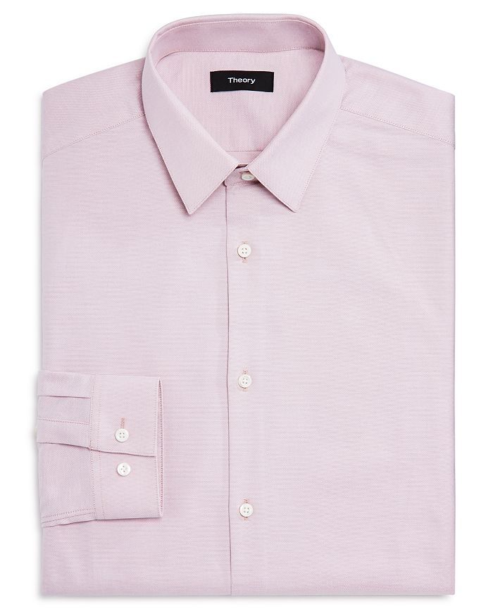 Theory Textured Solid Regular Fit Dress Shirt In Lotus Pink