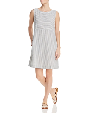 Eileen Fisher Varied Stripe Hemp & Organic Cotton Shift Dress In Chambray