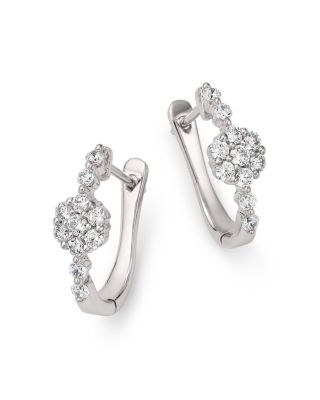 diamond flower hoop earrings