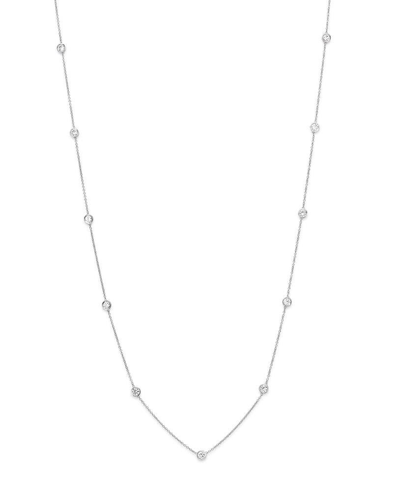 Diamond Station Necklace in 14K White Gold, 1.0 tcw