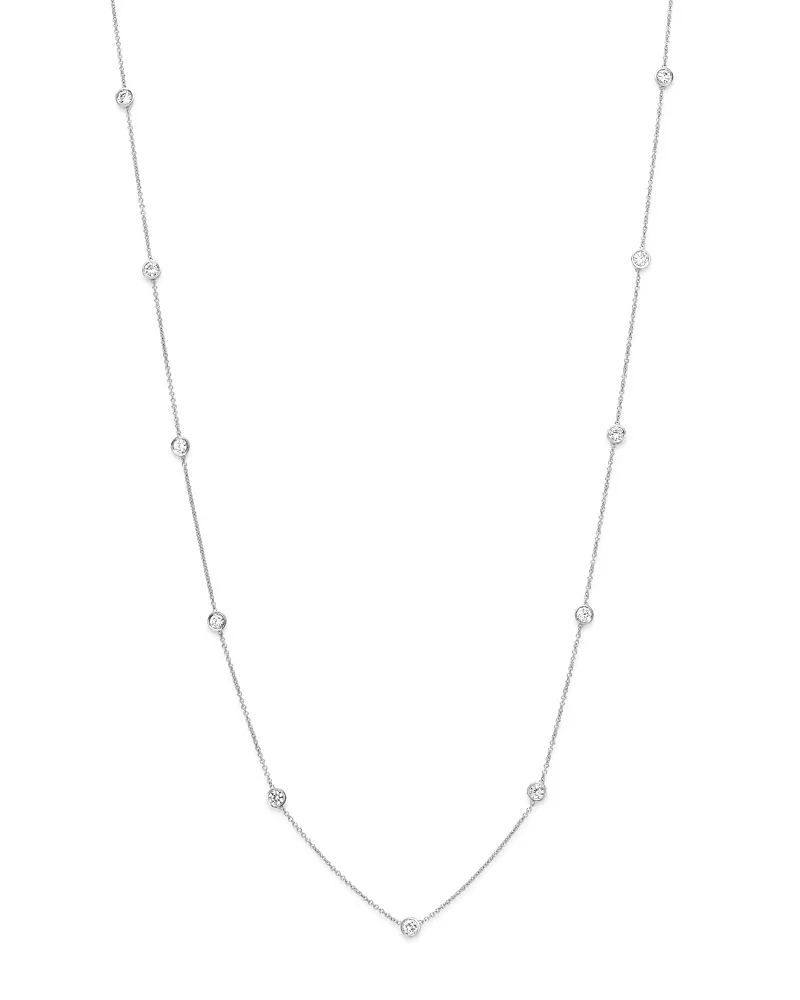 Diamond Station Necklace in 14K White Gold, 1.0 tcw