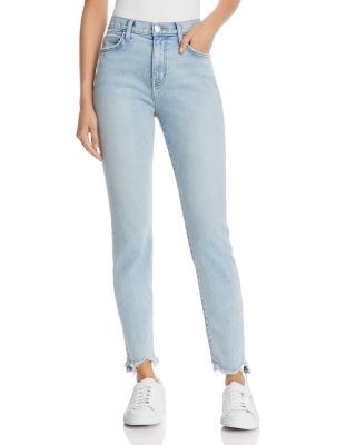 Rise Raw-Edge Ankle Skinny Jeans 