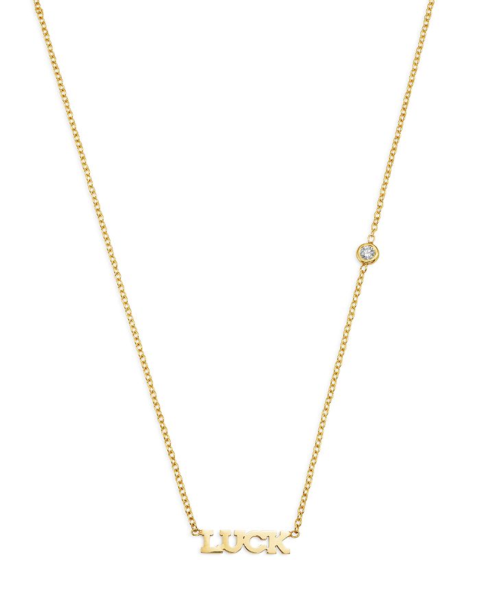 Zoë Chicco 14k Yellow Gold Tiny Luck Diamond Necklace, 16