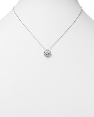 Diamond Cluster Pendant Necklace in 14K White Gold, .75 tcw&nbsp;