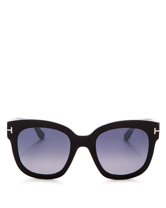 Shop Tom Ford Beatrix Mirrored Square Sunglasses, 52mm In Shiny Black/smoke