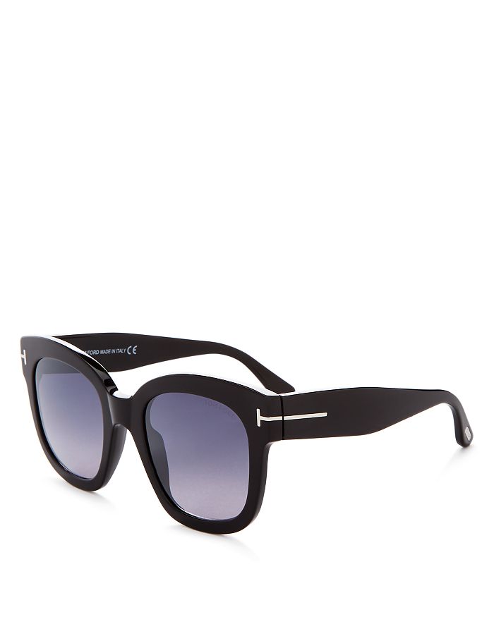 Shop Tom Ford Beatrix Mirrored Square Sunglasses, 52mm In Shiny Black/smoke