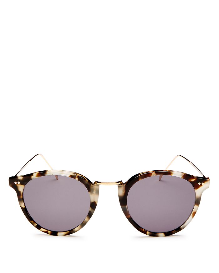 Illesteva Women's Portofino Mirrored Round Sunglasses, 48mm In White Tortoise/gray