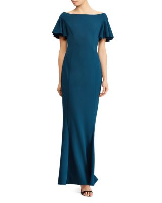 Ralph Lauren Flutter-Sleeve Gown 