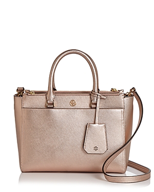 TORY BURCH ROBINSON SMALL DOUBLE ZIP LEATHER TOTE,48907