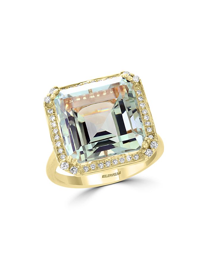 Bloomingdale's Prasiolite & Diamond Statement Ring In 14k Yellow Gold - 100% Exclusive In Green/gold