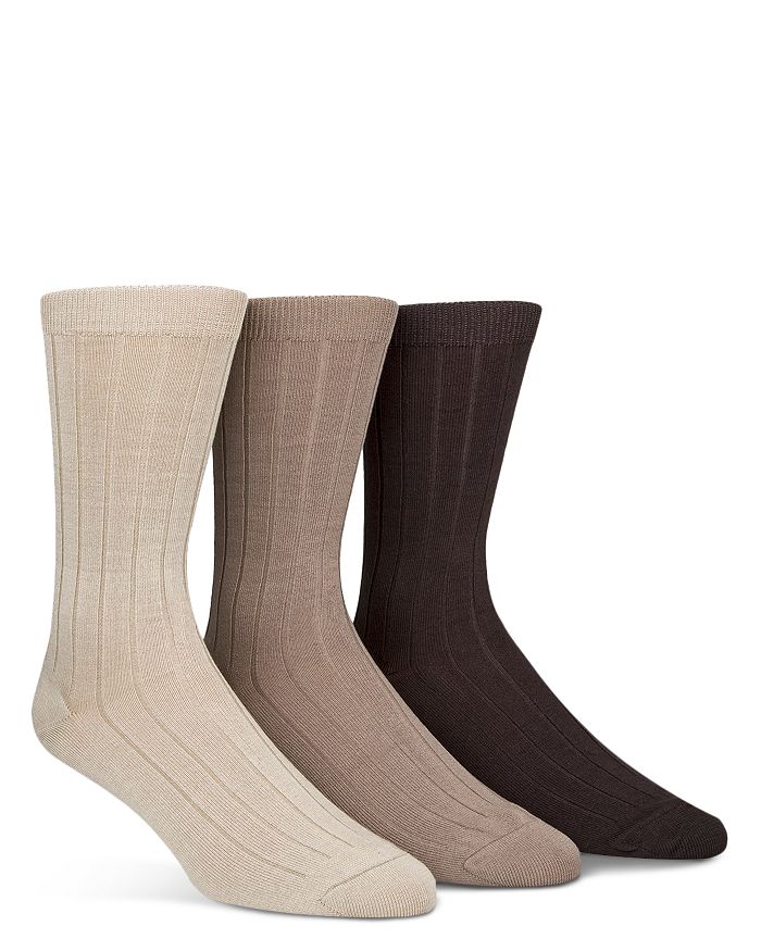 Calvin Klein Classic Dress Socks, Pack Of 3 In Brown/tan