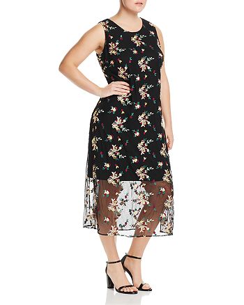 VINCE CAMUTO Plus Embroidered Overlay Dress | Bloomingdale's
