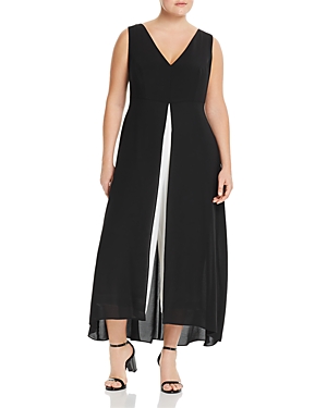 ADRIANNA PAPELL PLUS COLOR-BLOCK OVERLAY JUMPSUIT,012242041