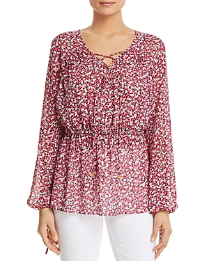 MICHAEL MICHAEL KORS COLLAGE FLORAL LACE-UP TOP,MU84LHA99W