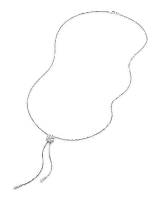 Diamond Flower Bolo Necklace in 14K White Gold, 0.85 tcw 