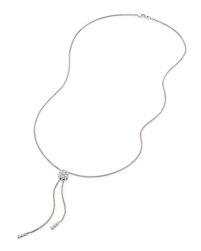 Shop Bloomingdale's Diamond Flower Bolo Necklace In14k White Gold, 1.50 Ct. T.w. - 100% Exclusive