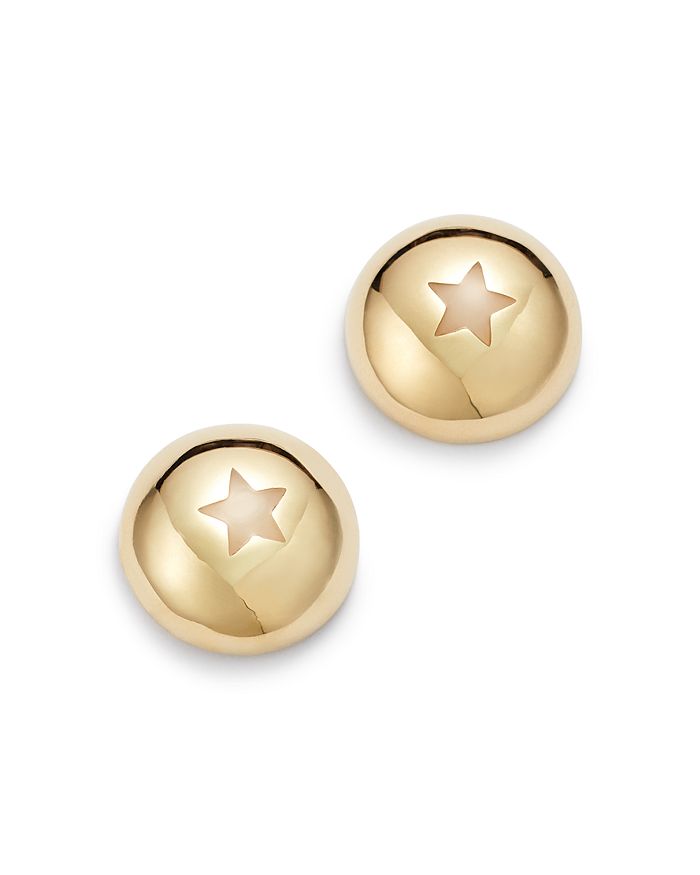 Suel 14k Yellow Gold Domed Star Earrings In White/gold