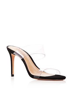 Shop Schutz Women's Ariella Clear Strap High-heel Slide Sandals In Black/transparent