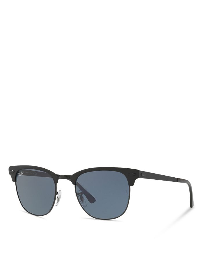 Shop Ray Ban Ray-ban Metal Clubmaster Sunglasses, 51mm In Shiny Black
