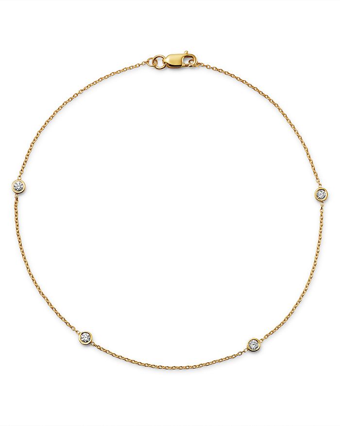 Bloomingdale's Diamond Bezel Ankle Bracelet In 14k Yellow Gold, 0.20 Ct. T.w. - 100% Exclusive In White/gold