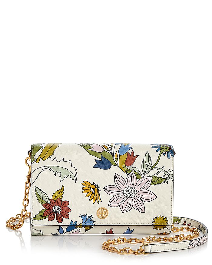 Tory Burch Robinson Floral Leather Chain Wallet | Bloomingdale's