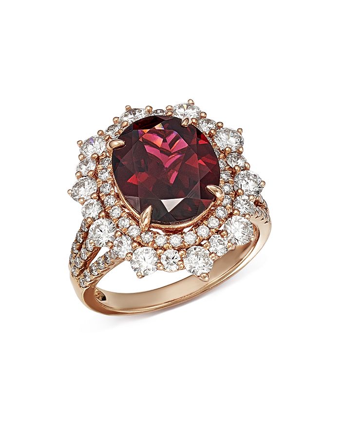Bloomingdale's Rhodolite Garnet & Diamond Statement Ring In 14k Rose Gold - 100% Exclusive In Red/rose Gold