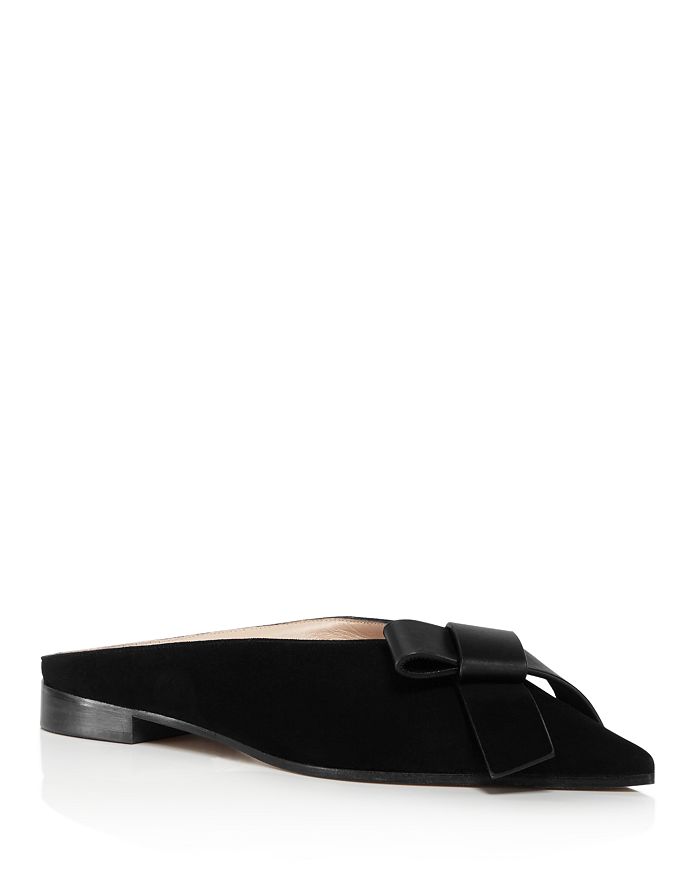Stuart Weitzman Women s Bree Suede Leather Bow Mules