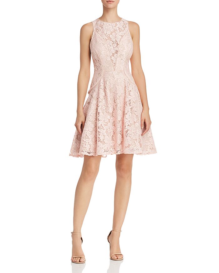 Avery G Lace Illusion Front Fit and Flare Dress Bloomingdale s