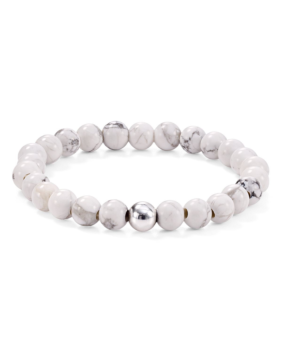 Aqua Sterling Silver & Stone Beaded Stretch Bracelet - Exclusive