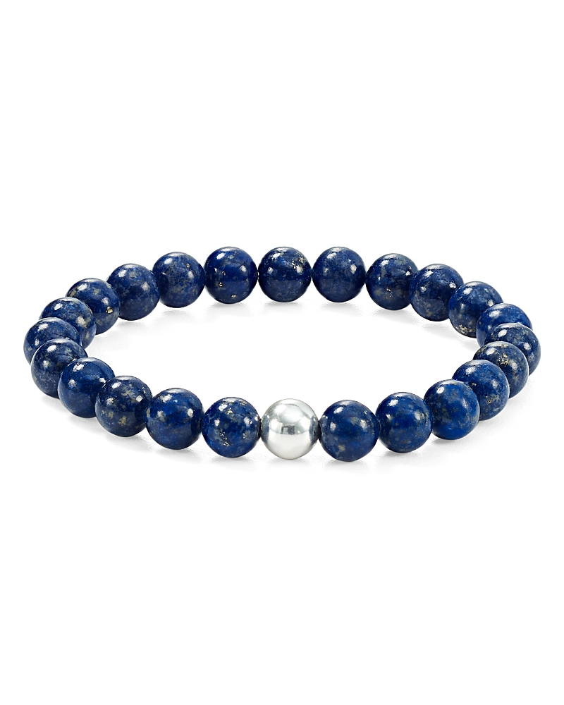 Aqua Beaded Stretch Bracelet In Gold Tone-plated Sterling Silver - 100% Exclusive In Sodolite/silver